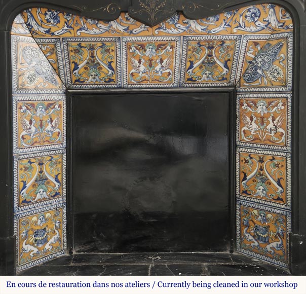 Napoleon III style fireplace in fine black marble and onyx Napoleon III style fireplace in fine black marble and onyx-9