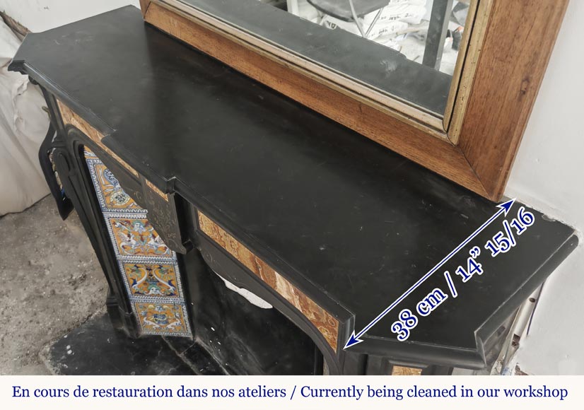 Napoleon III style fireplace in fine black marble and onyx Napoleon III style fireplace in fine black marble and onyx-11