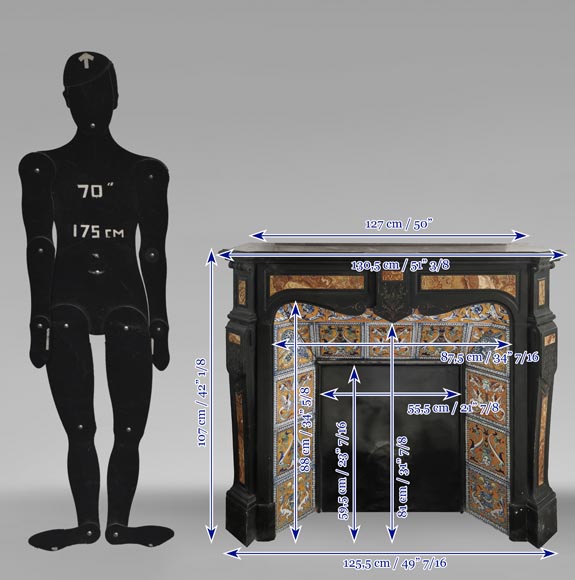 Napoleon III style fireplace in fine black marble and onyx Napoleon III style fireplace in fine black marble and onyx-12