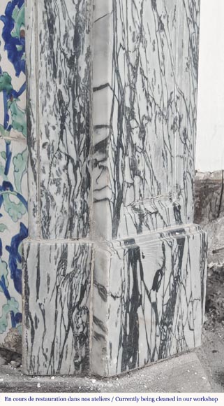 Louis XV style fireplace, Pompadour model, in Bleu Fleuri marble Louis XV style fireplace, Pompadour model, in Bleu Fleuri marble-6
