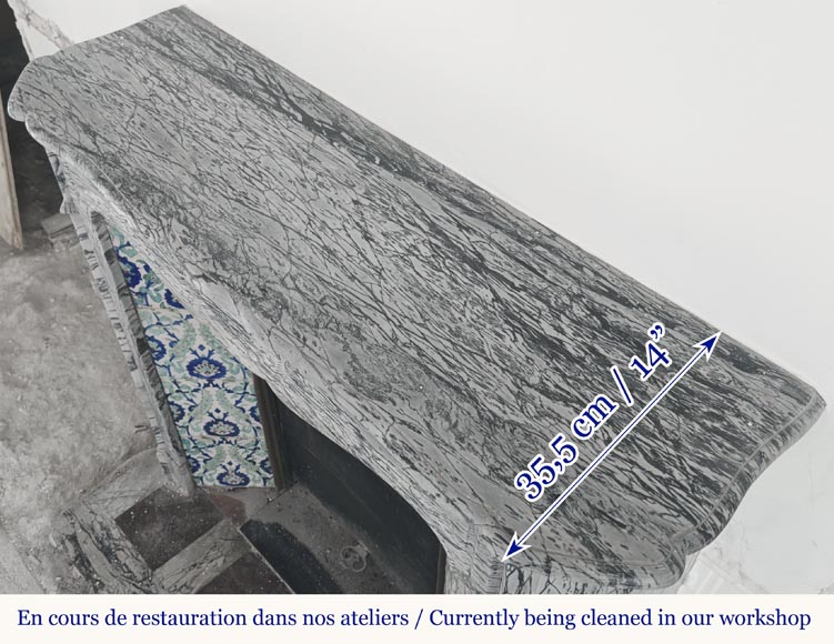 Louis XV style fireplace, Pompadour model, in Bleu Fleuri marble Louis XV style fireplace, Pompadour model, in Bleu Fleuri marble-10