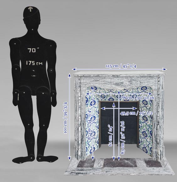 Louis XV style fireplace, Pompadour model, in Bleu Fleuri marble Louis XV style fireplace, Pompadour model, in Bleu Fleuri marble-11