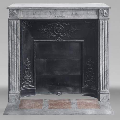 Louis XVI style fireplace in blue turquoise marble