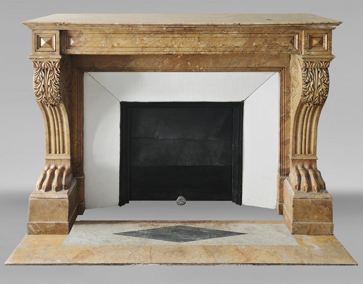 Lion's paw model fireplace in yellow Siena marble Lion's paw model fireplace in yellow Siena marble-0