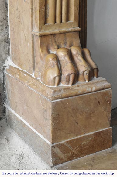 Lion's paw model fireplace in yellow Siena marble Lion's paw model fireplace in yellow Siena marble-4