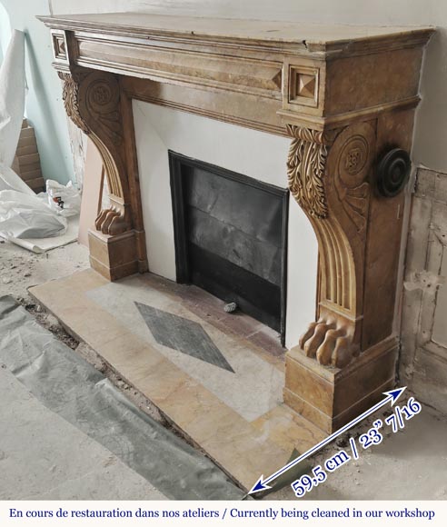 Lion's paw model fireplace in yellow Siena marble Lion's paw model fireplace in yellow Siena marble-5