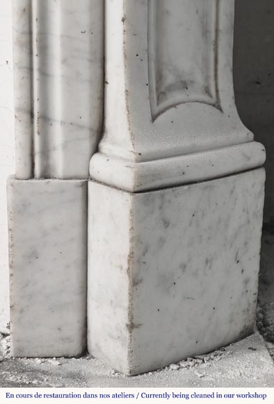 Louis XV style fireplace, Pompadour model, in Carrara marble Louis XV style fireplace, Pompadour model, in Carrara marble-6