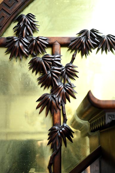 Gabriel VIARDOT (1830-1901) – Japanese-style fireplace in stained sycamore wood, topped with a dragon and an imposing circular mirror Gabriel VIARDOT (1830-1901) – Japanese-style fireplace in stained sycamore wood, topped with a dragon and an imposing circular mirror-5
