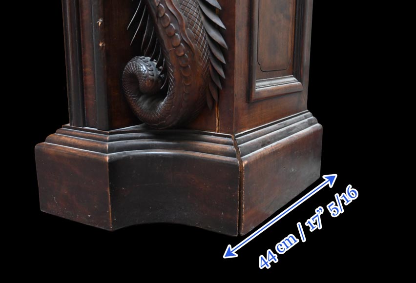 Gabriel VIARDOT (1830-1901) – Japanese-style fireplace in stained sycamore wood, topped with a dragon and an imposing circular mirror Gabriel VIARDOT (1830-1901) – Japanese-style fireplace in stained sycamore wood, topped with a dragon and an imposing circular mirror-15