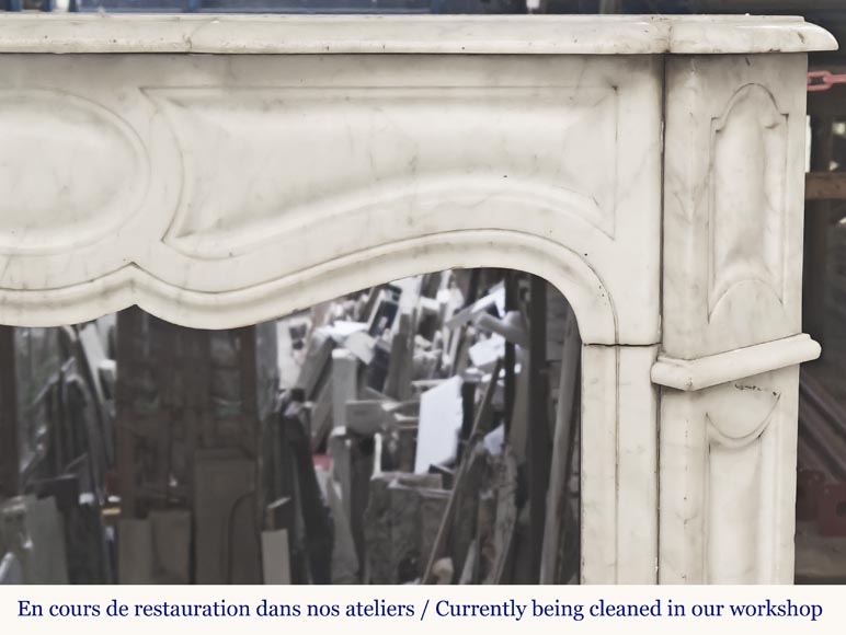 Louis XV style fireplace, Pompadour model, in Carrara marble Louis XV style fireplace, Pompadour model, in Carrara marble-6