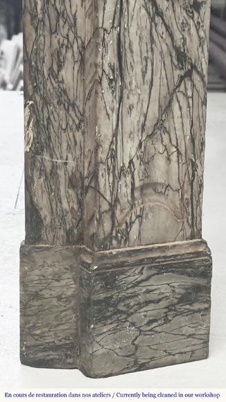 Louis XV style fireplace, Pompadour model, in blue flowered marble Louis XV style fireplace, Pompadour model, in blue flowered marble-7