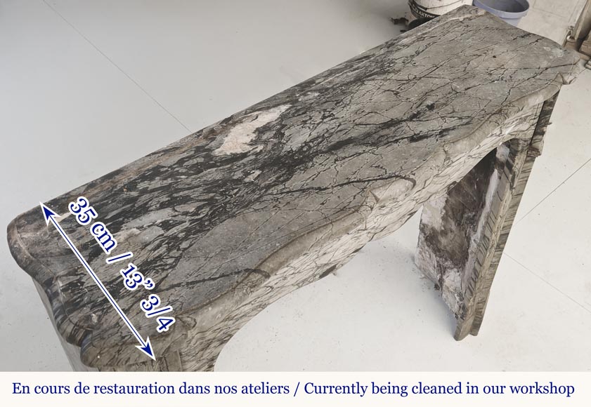 Louis XV style fireplace, Pompadour model, in blue flowered marble Louis XV style fireplace, Pompadour model, in blue flowered marble-8