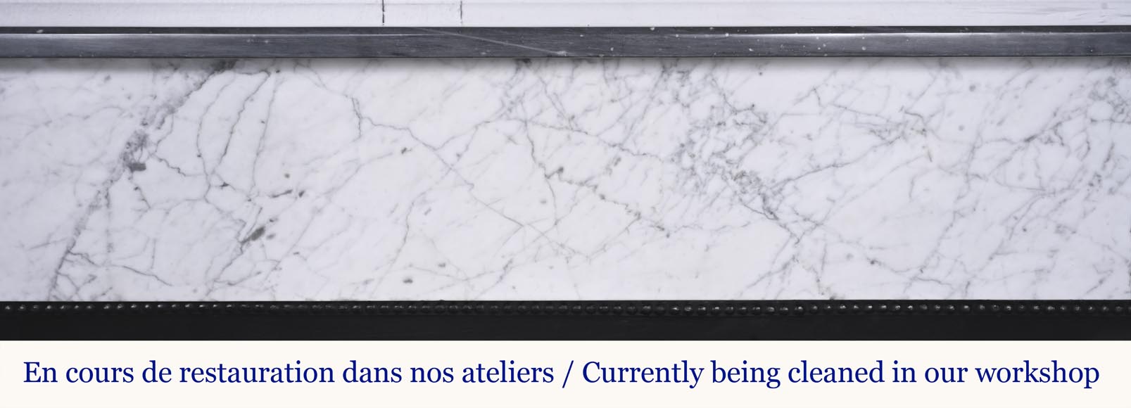 Two-tone Art Deco style fireplace in Carrara marble and dark Turquin-1