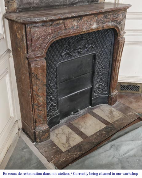 Regency style fireplace in red marble-2