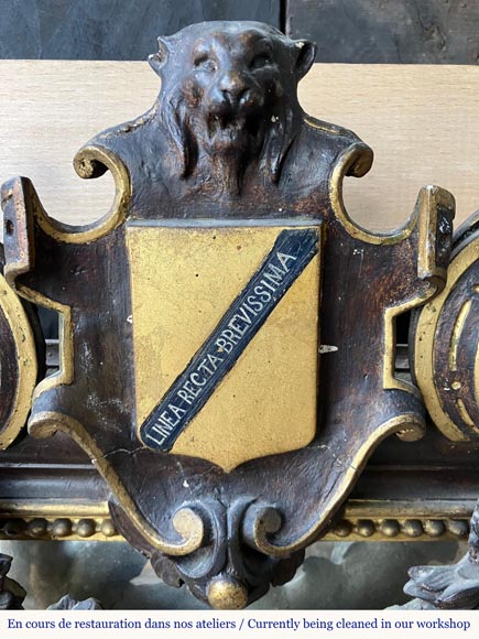 Wall-mounted fireplace with trumeau, carved and gilded wood, elements from the 18th and 19th centuries-9