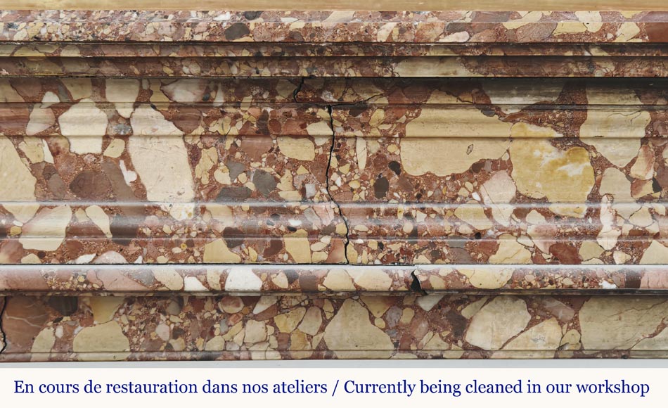 Louis XVI style fluted fireplace, in red Breccia d'Alep marble Louis XVI style fluted fireplace, in red Breccia d'Alep marble-1