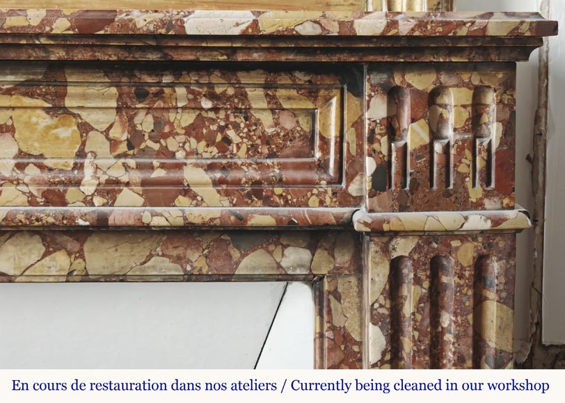 Louis XVI style fluted fireplace, in red Breccia d'Alep marble Louis XVI style fluted fireplace, in red Breccia d'Alep marble-5