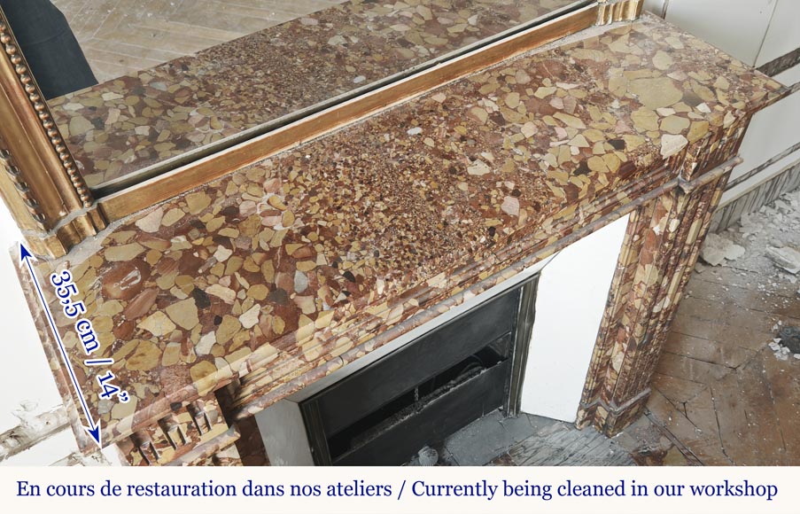 Louis XVI style fluted fireplace, in red Breccia d'Alep marble Louis XVI style fluted fireplace, in red Breccia d'Alep marble-7