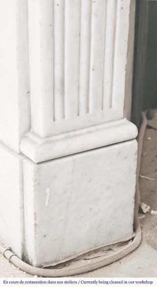 Louis XVI style fireplace with pearl decoration, in Carrara marble Louis XVI style fireplace with pearl decoration, in Carrara marble-5