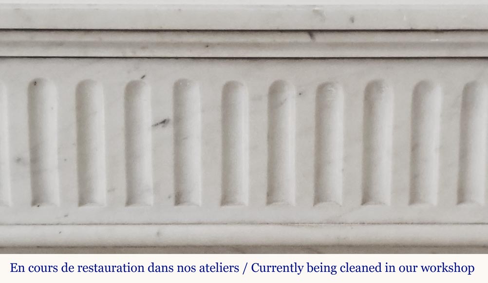 Louis XVI style fireplace in half-statuary marble, with rudenté decoration Louis XVI style fireplace in half-statuary marble, with rudenté decoration-1