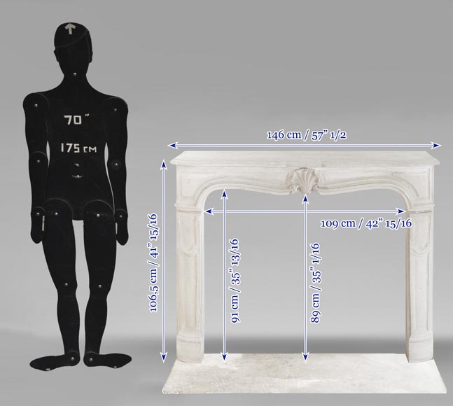 Louis XV style stone fireplace, decorated with a shell Louis XV style stone fireplace, decorated with a shell-11