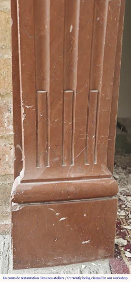 Regency style fireplace in red marble Regency style fireplace in red marble-7