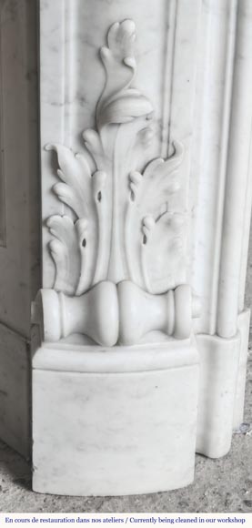 Louis XV style fireplace in Carrara marble richly carved with plant motifs Louis XV style fireplace in Carrara marble richly carved with plant motifs-9