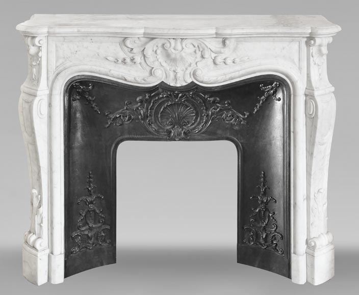 Louis XV style fireplace in Carrara marble-0