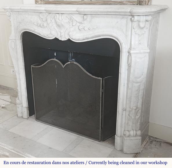 Louis XV style fireplace in Carrara marble-7