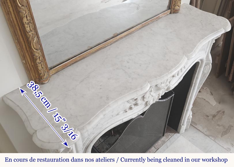 Louis XV style fireplace in Carrara marble-10