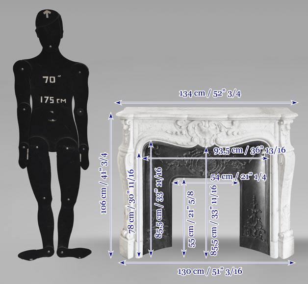 Louis XV style fireplace in Carrara marble-11