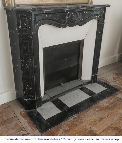 Louis XV style fireplace, Pompadour model, in speckled black marble-2
