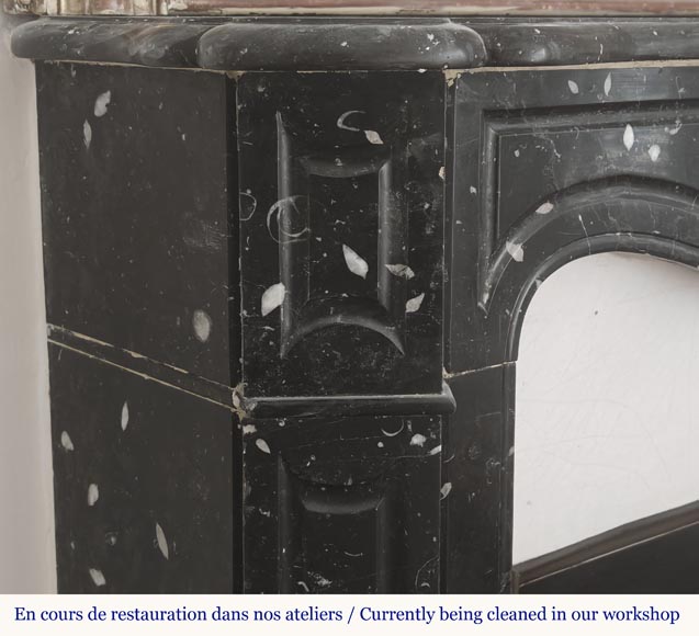 Louis XV style fireplace, Pompadour model, in speckled black marble-3