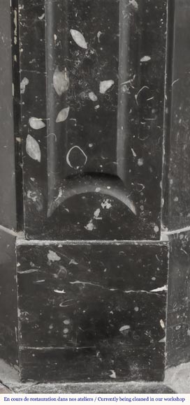 Louis XV style fireplace, Pompadour model, in speckled black marble-4