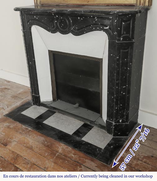 Louis XV style fireplace, Pompadour model, in speckled black marble-5