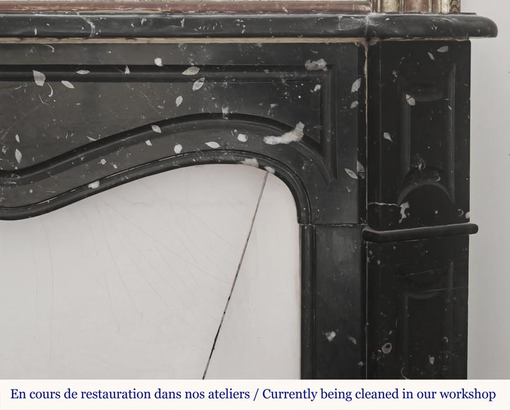 Louis XV style fireplace, Pompadour model, in speckled black marble-6