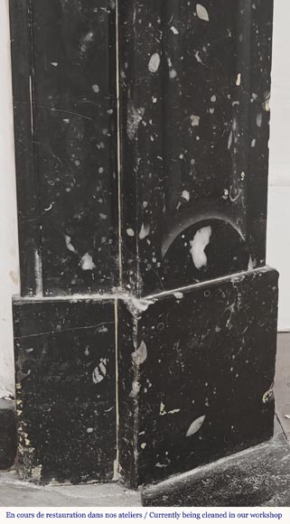 Louis XV style fireplace, Pompadour model, in speckled black marble-7