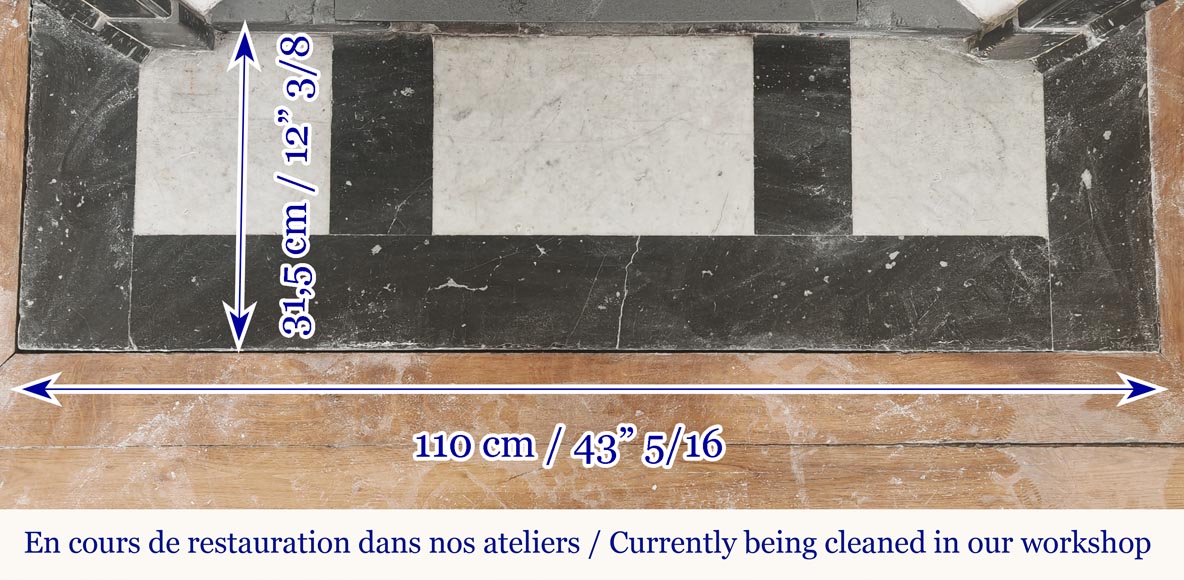 Louis XV style fireplace, Pompadour model, in speckled black marble-8