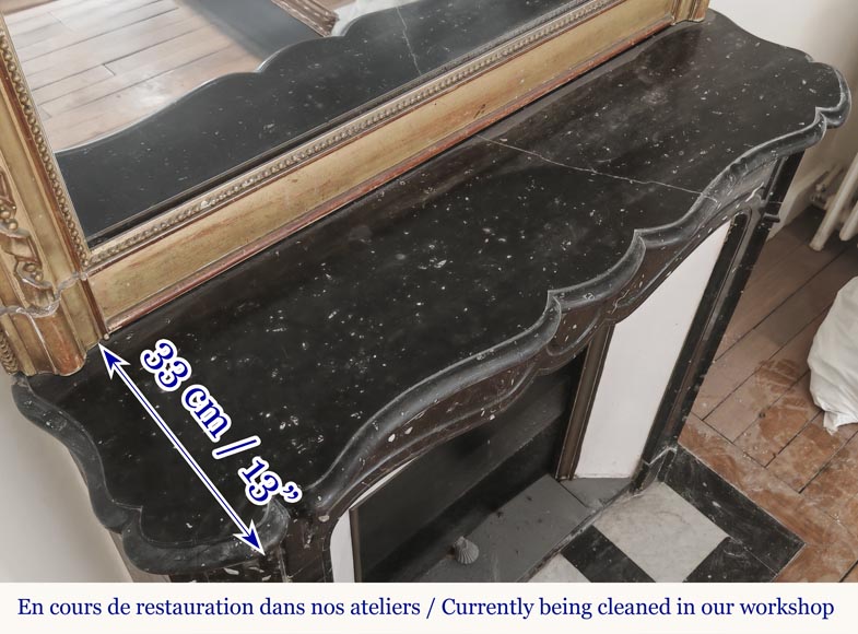 Louis XV style fireplace, Pompadour model, in speckled black marble-9