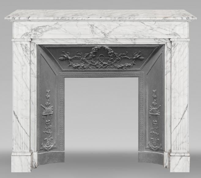 Louis XVI style fireplace in Arabescato marble Louis XVI style fireplace in Arabescato marble-0