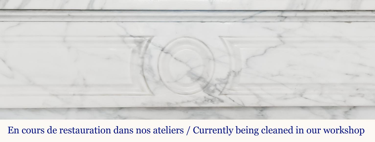 Louis XVI style fireplace in Arabescato marble Louis XVI style fireplace in Arabescato marble-1