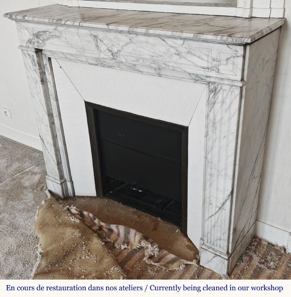 Louis XVI style fireplace in Arabescato marble Louis XVI style fireplace in Arabescato marble-5