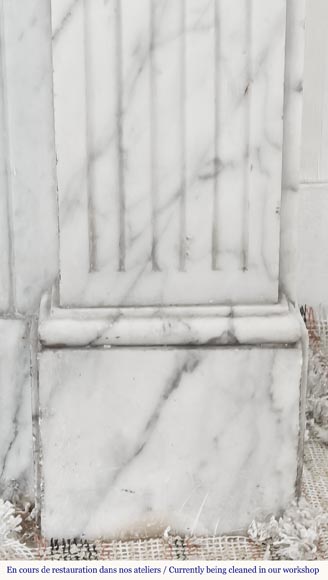 Louis XVI style fireplace in Arabescato marble Louis XVI style fireplace in Arabescato marble-7