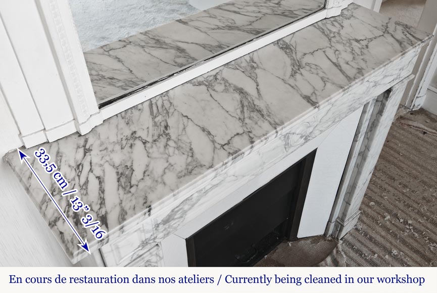 Louis XVI style fireplace in Arabescato marble Louis XVI style fireplace in Arabescato marble-8