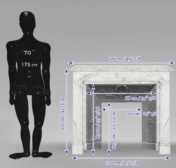 Louis XVI style fireplace in Arabescato marble Louis XVI style fireplace in Arabescato marble-9