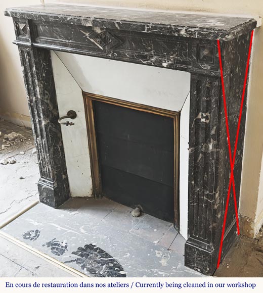 Louis XVI period fireplace in Saint Anne grey marble-4