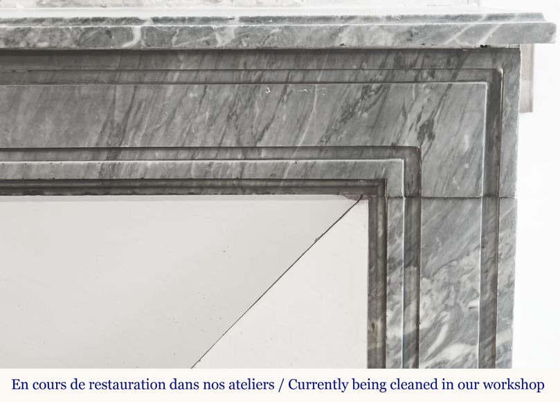 Louis XVI period fireplace in blue turquin marble, with molding decoration Louis XVI period fireplace in blue turquin marble, with molding decoration-6