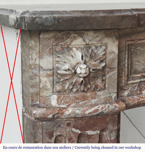 Louis XVI period fireplace in red northern marble, slightly curved Louis XVI period fireplace in red northern marble, slightly curved-3