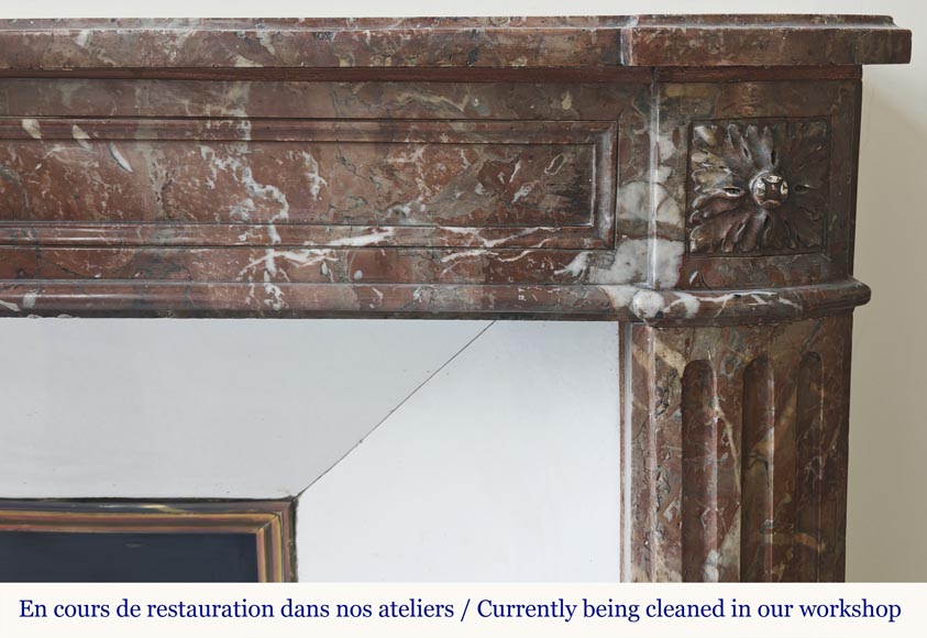 Louis XVI period fireplace in red northern marble, slightly curved Louis XVI period fireplace in red northern marble, slightly curved-6