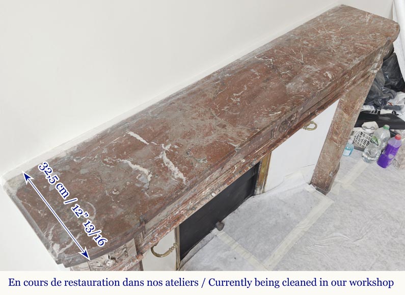 Louis XVI period fireplace in red northern marble, slightly curved Louis XVI period fireplace in red northern marble, slightly curved-9